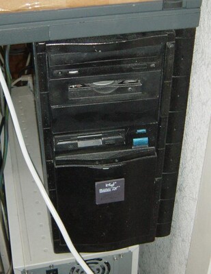 [image: close-up on the front of the blue and black Alpha]