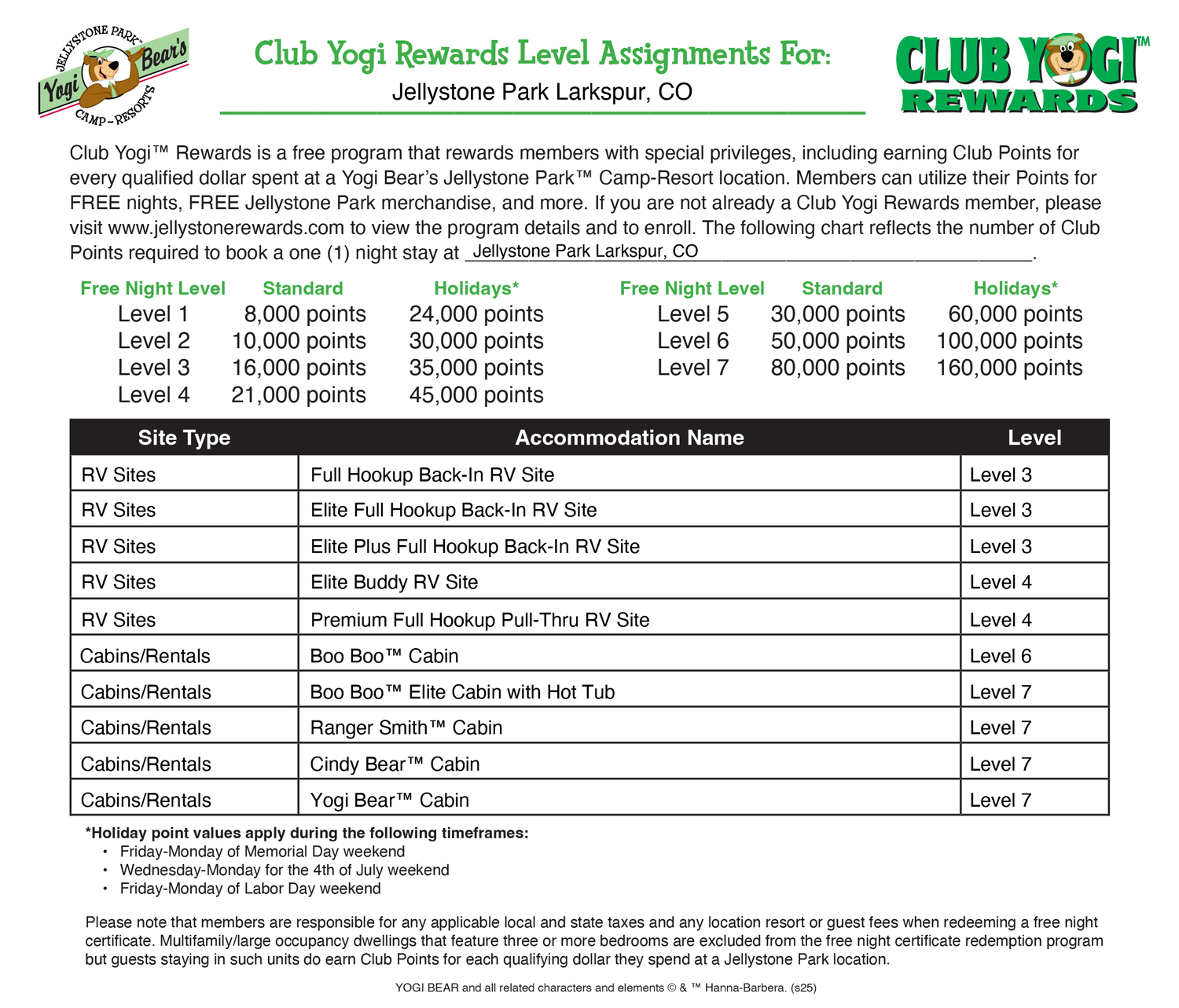 Club Yogi™ Rewards at Jellystone Park Larkspur