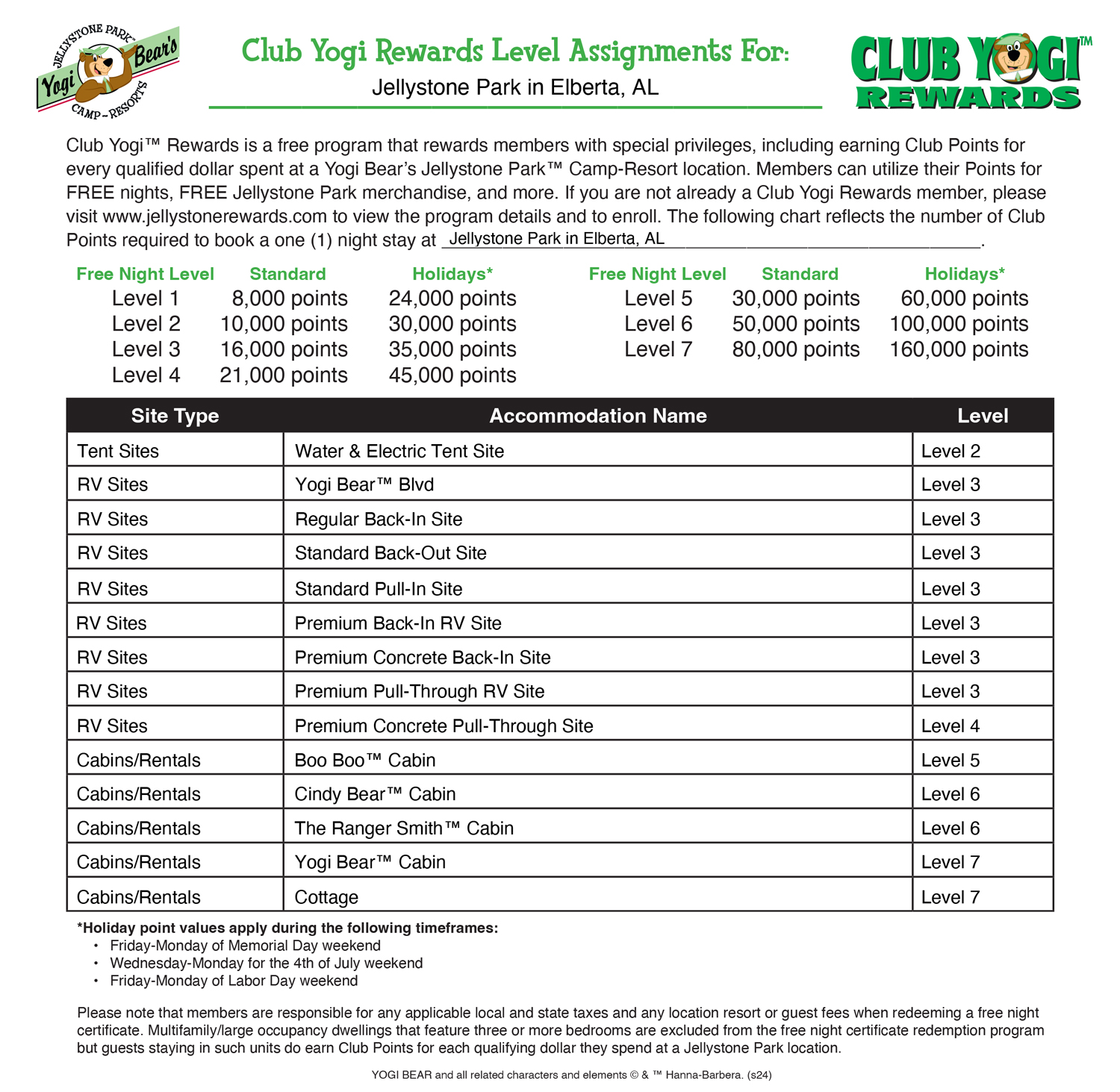 FREE Program for Jellystone Park Guests