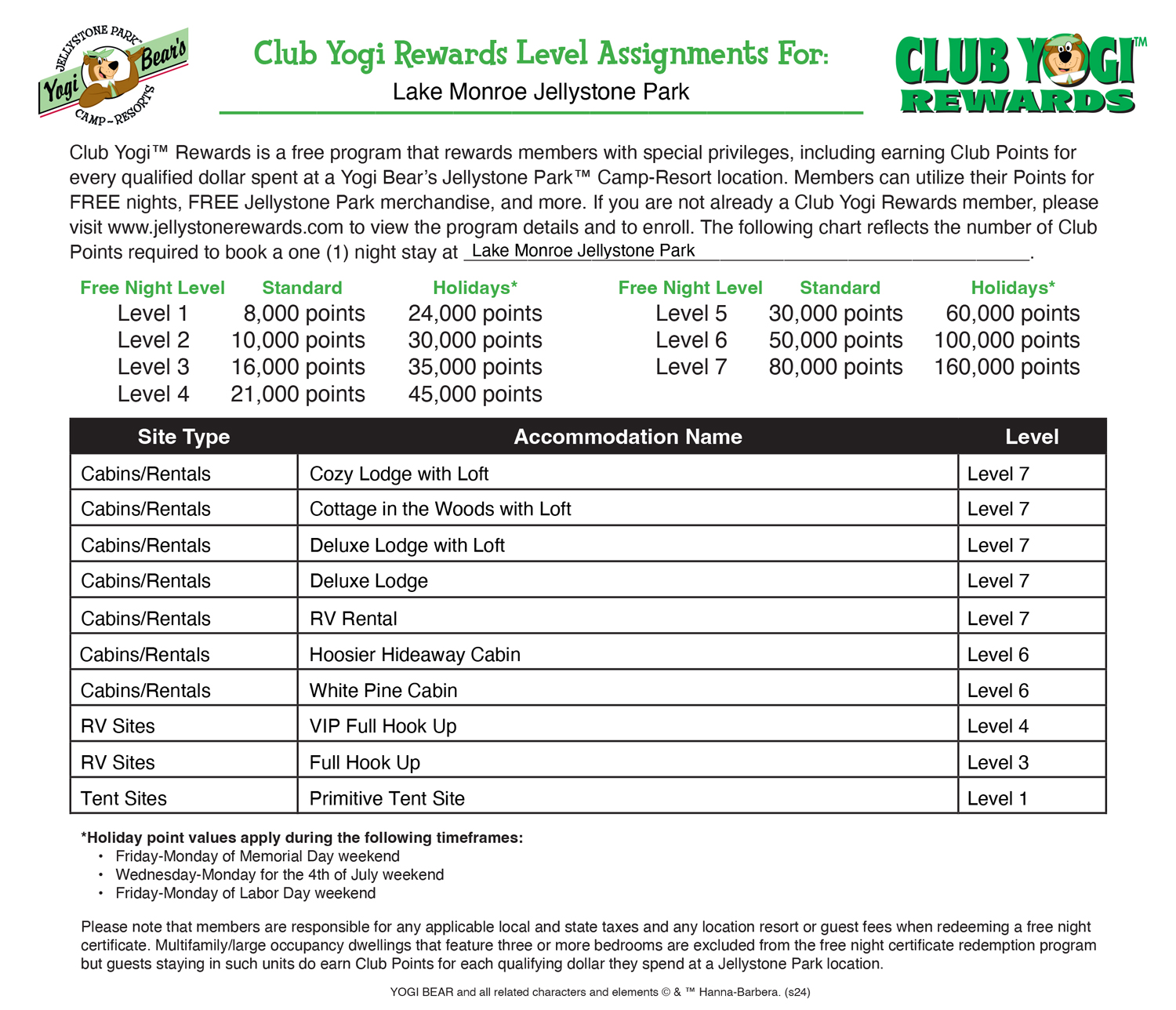 FREE Program for Jellystone Park Guests