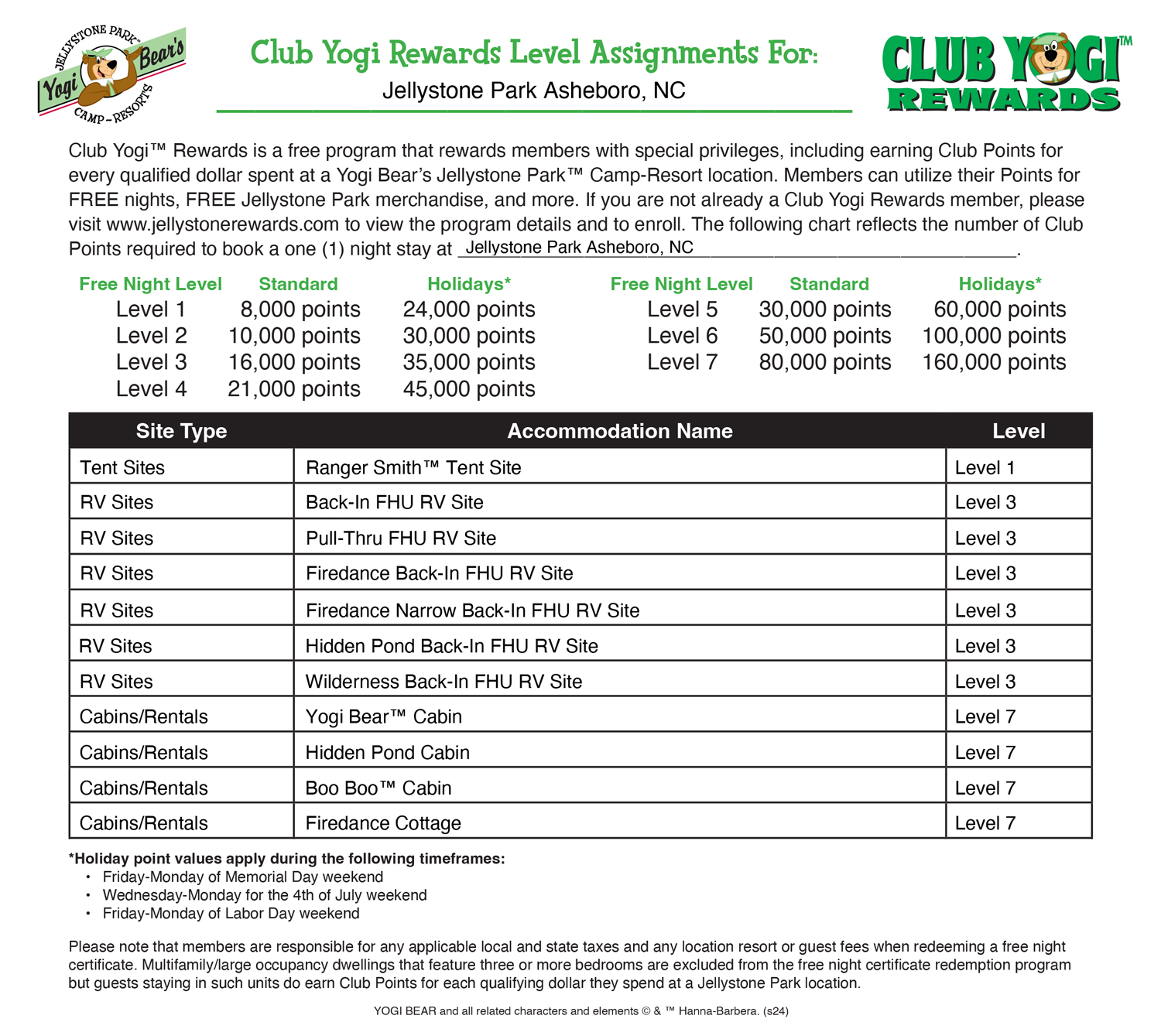 Club Yogi™ Rewards at Jellystone Park Asheboro