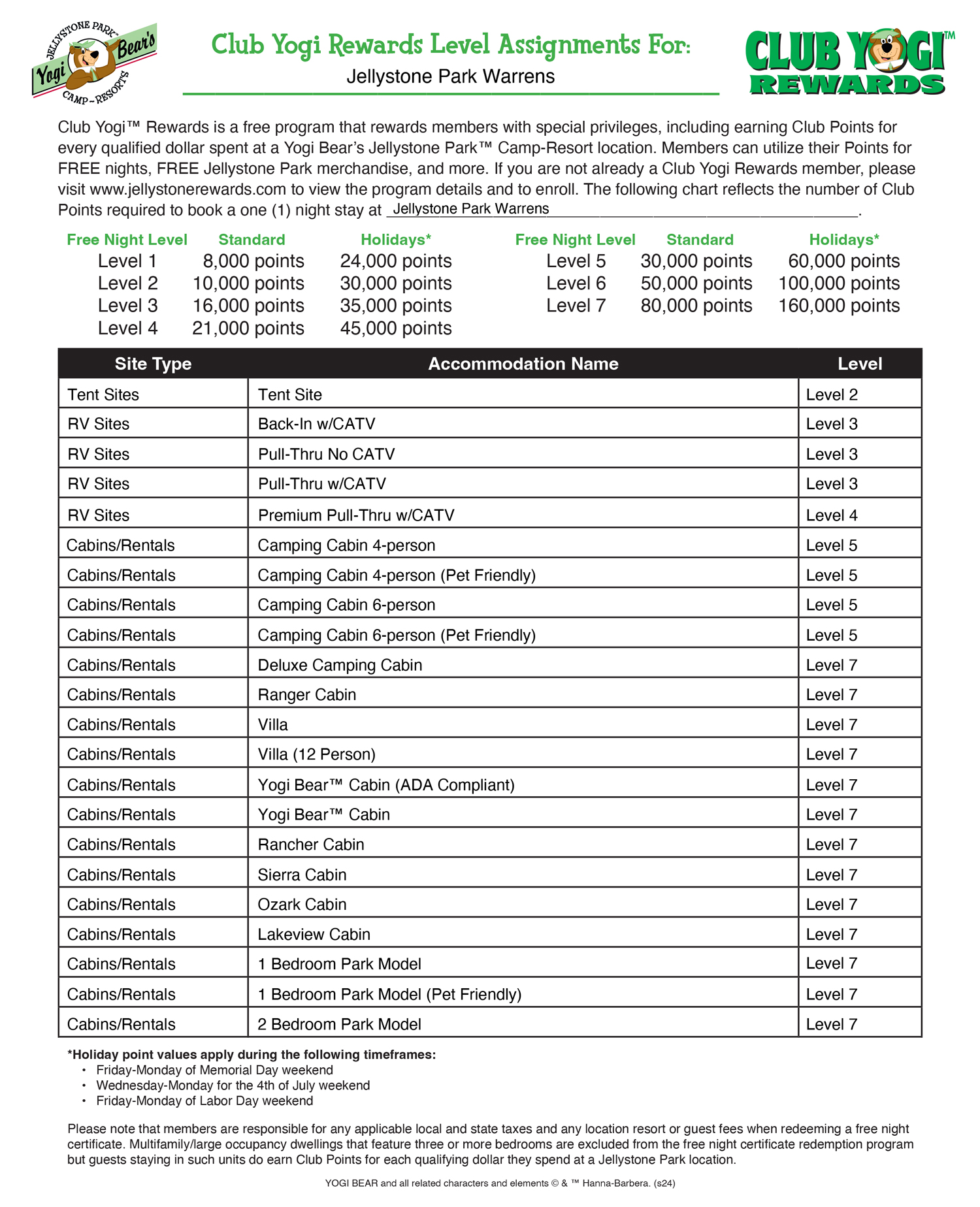 FREE Program for Jellystone Park Guests
