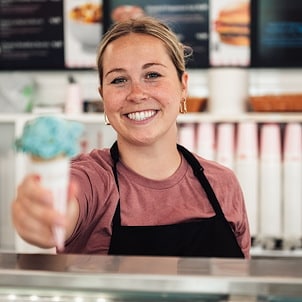 Serve ice cream by United Dairy Farmers employee