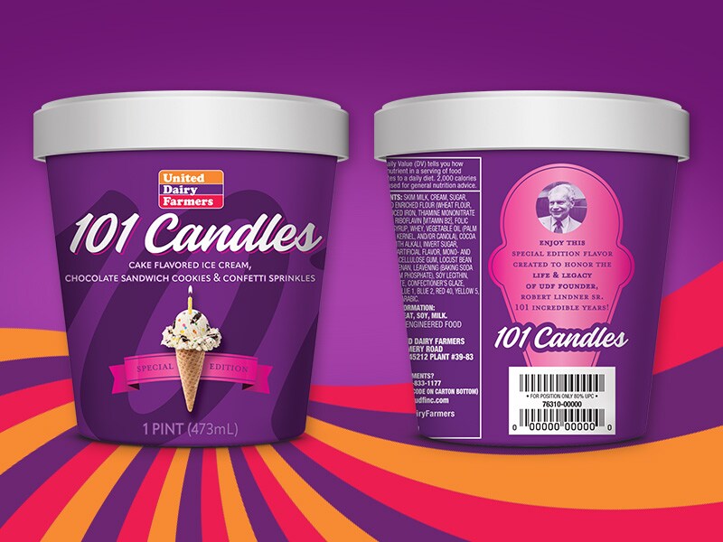 United Dairy Farmers 101 Candles Cake Flavored Ice Cream