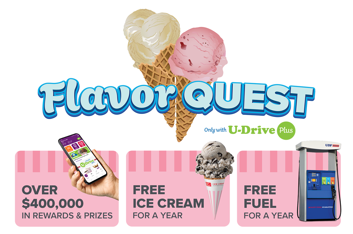 Buy Ice Cream, Earn Badges and Unlock Rewards during Summer Flavor Quest only with U-Drive Plus
