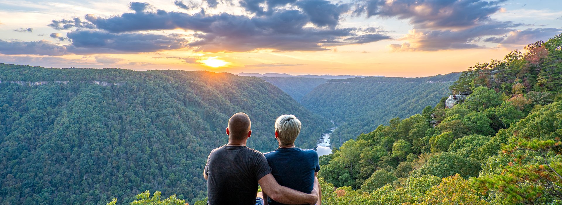 Rappels down a rocky cliff Adventures on the Gorge - Lansing West Virginia USA
