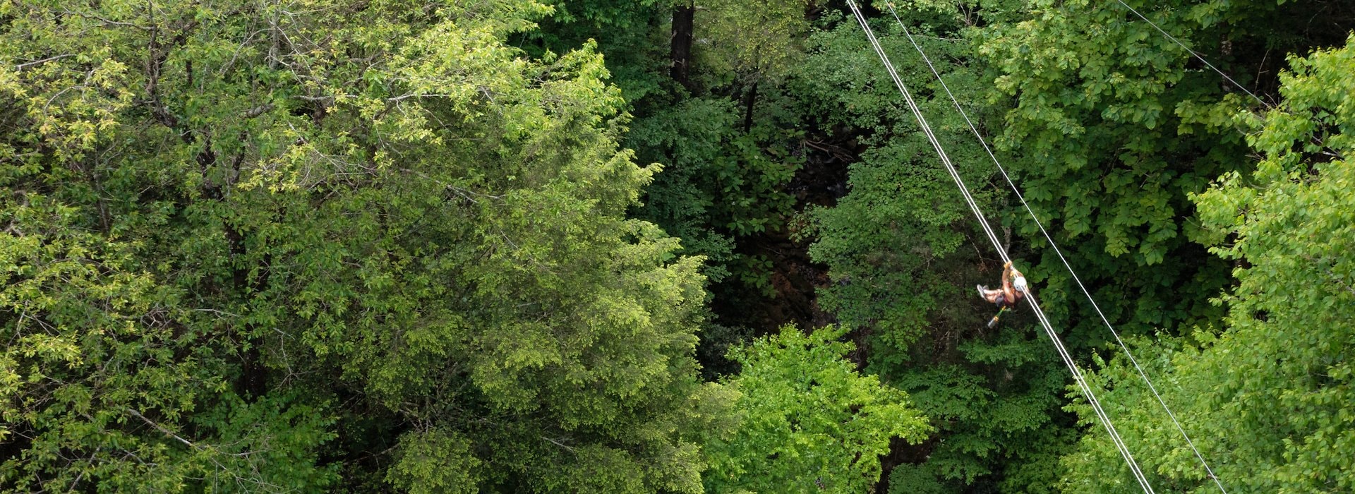 Zip Line over Mill Creek at Adventures on the Gorge - Lansing West Virginia USA