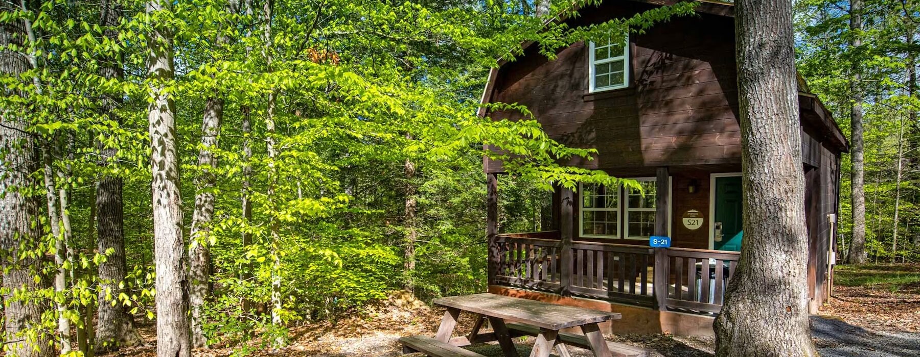 Sportsmen cabins offer loft beds, kitchenette, bathroom