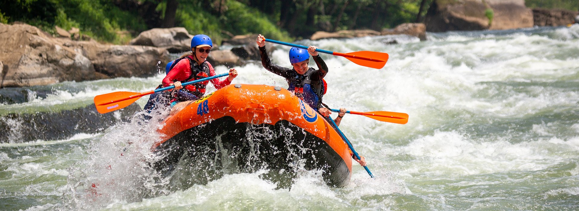 Paddle an orange kayak on a river Adventures on the Gorge - Lansing West Virginia USA