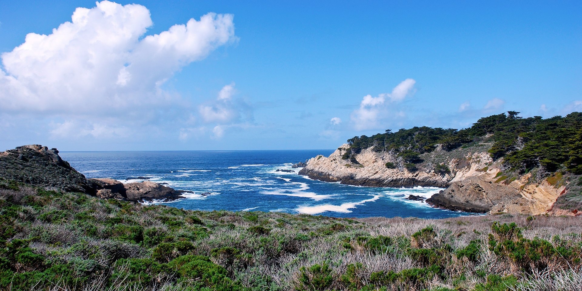 Asilomar Hotel and Conference Grounds Pacific Grove California - Coastal landscape with rugged cliffs meeting