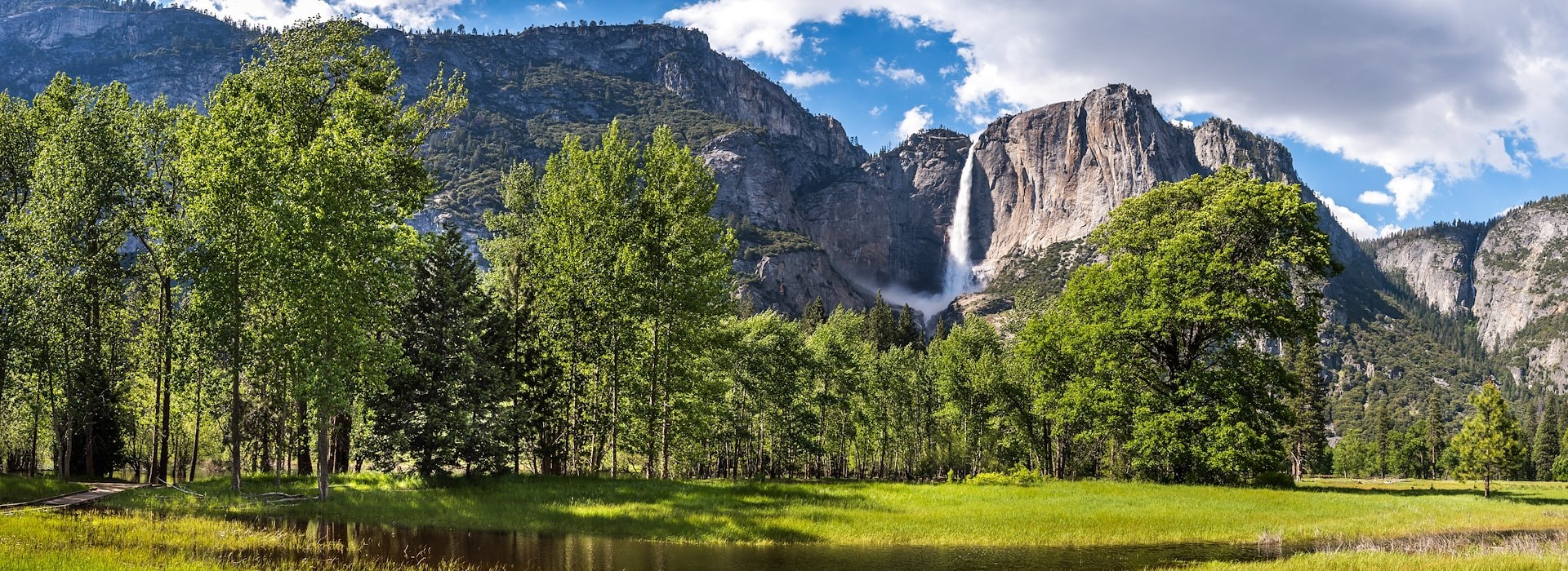 A Majestic Waterfall Cascades Down A Rocky Mountain Yosemite National Park Lodging and Activities - California - United States