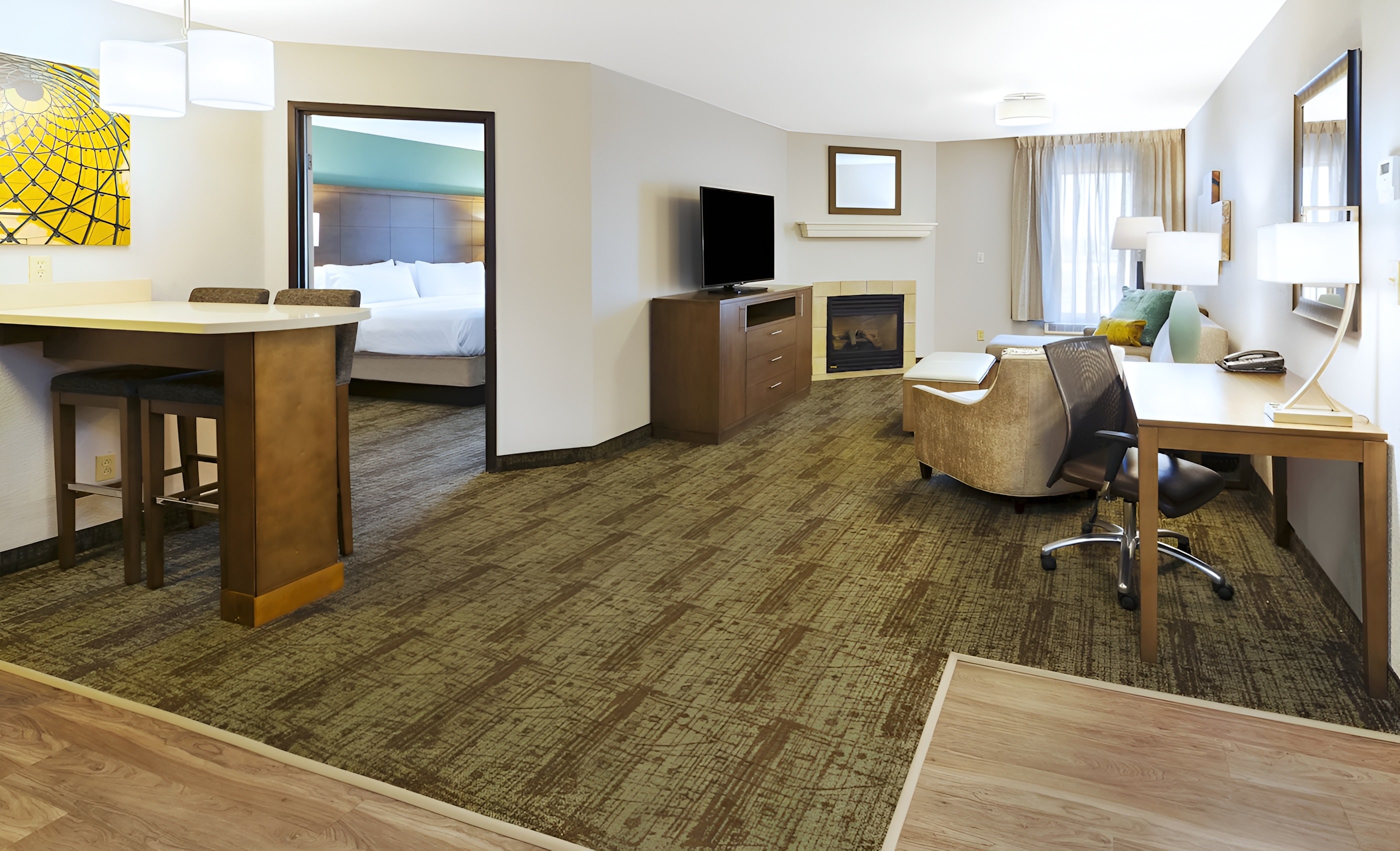 Cozy studio suite at Staybridge Suites Columbia with modern amenities.