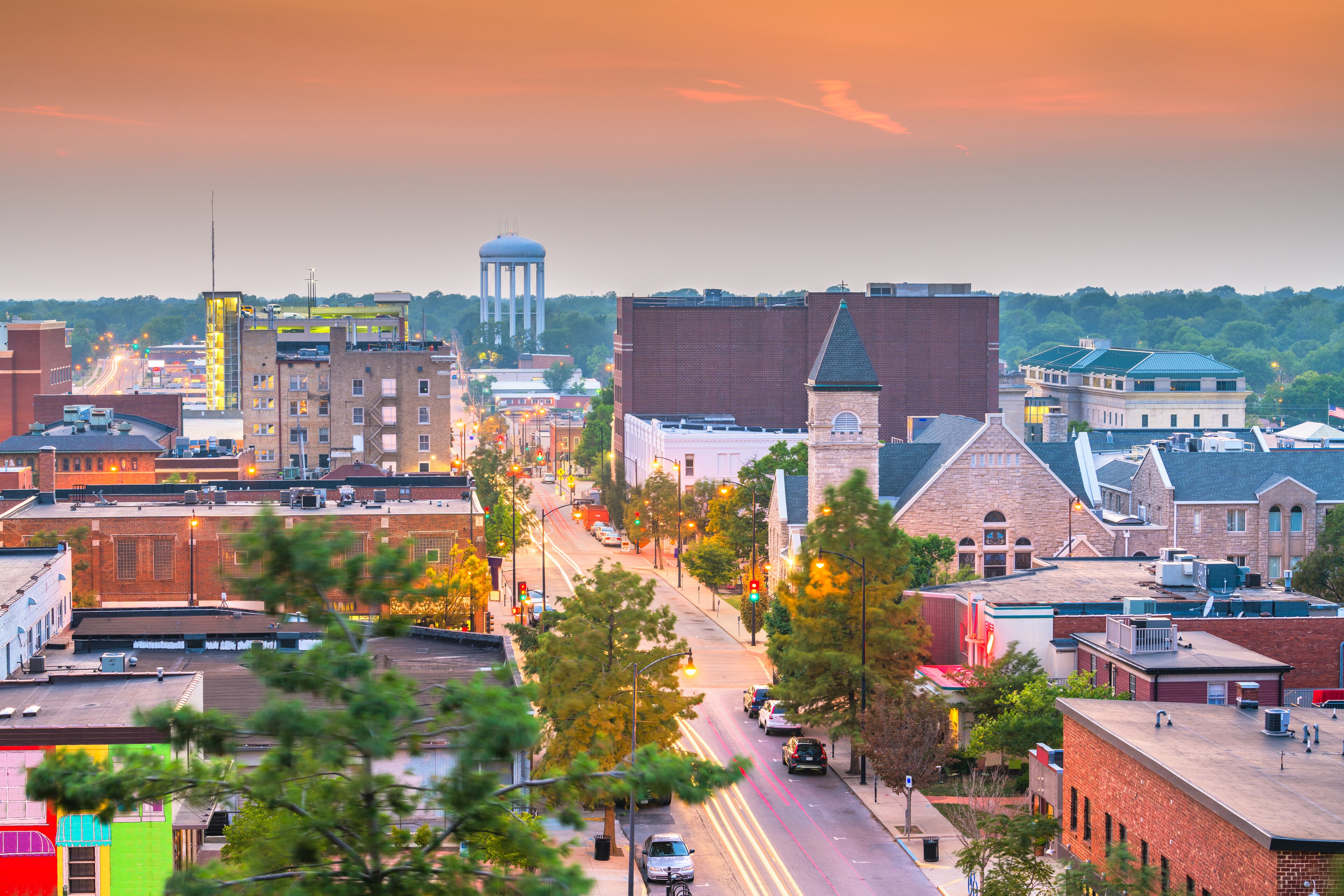 Aerial view of downtown Columbia, showcasing Staybridge Suites Columbia.