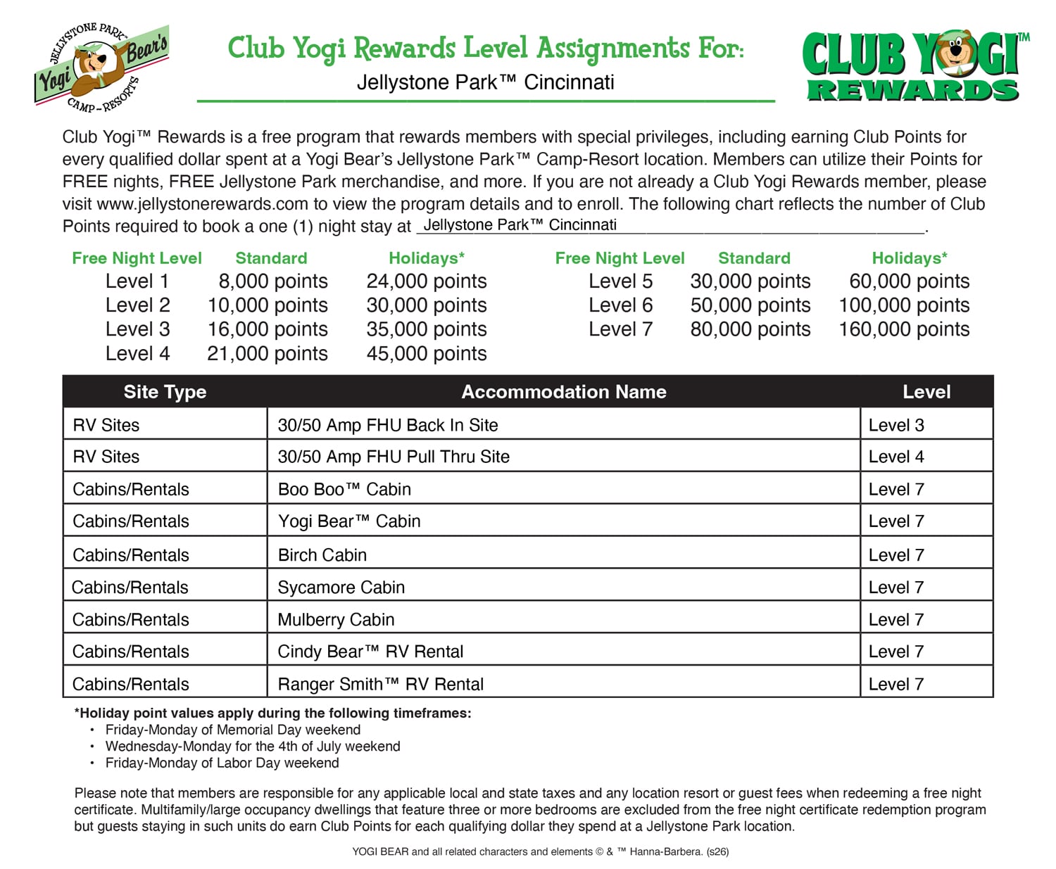 FREE Program for Jellystone Park Guests