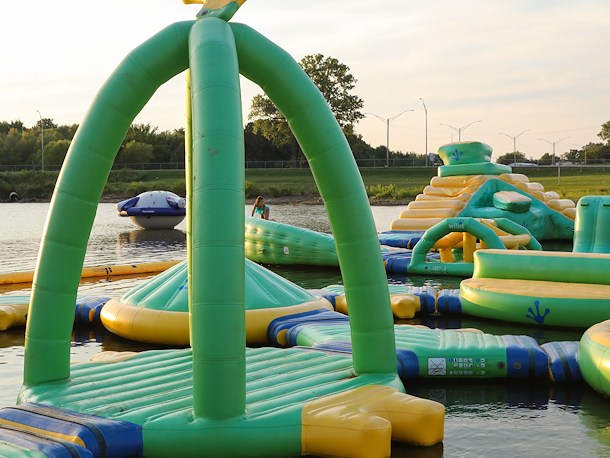 Floating Obstacle Course in Jellystone Park™ Lake Eufaula