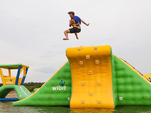 Floating Obstacle Course at Jellystone Park™ Keystone Lake