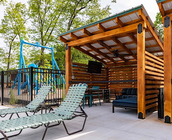 Pool Cabana Rental at Jellystone Park™ Kozy Rest