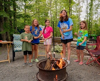 Picnic Tables and Fire Rings in Jellystone Park™ Pennsylvania Wilds