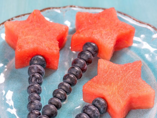 Cookie cutter fruit kabob at Jellystone Park