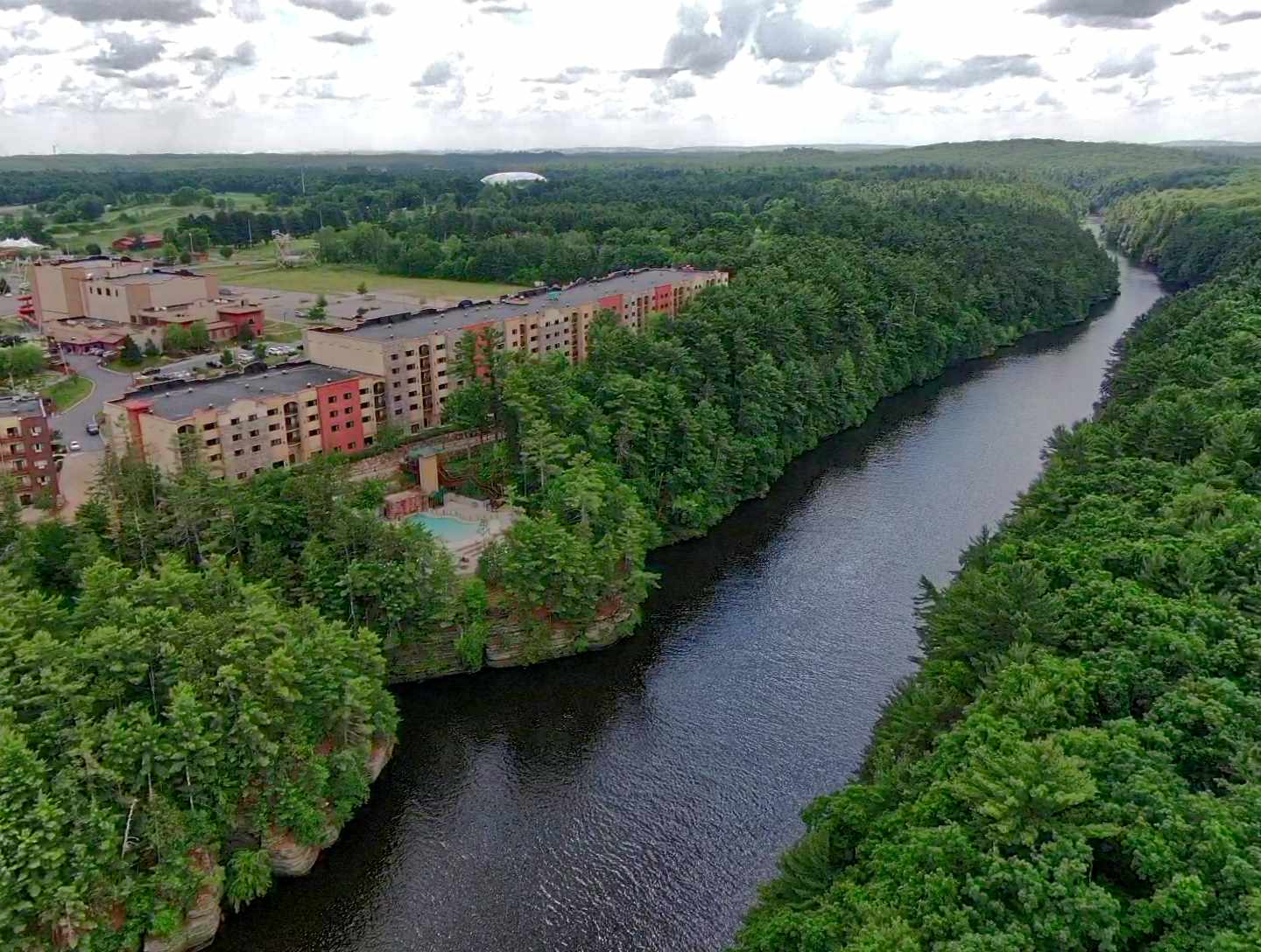 A river with trees around it