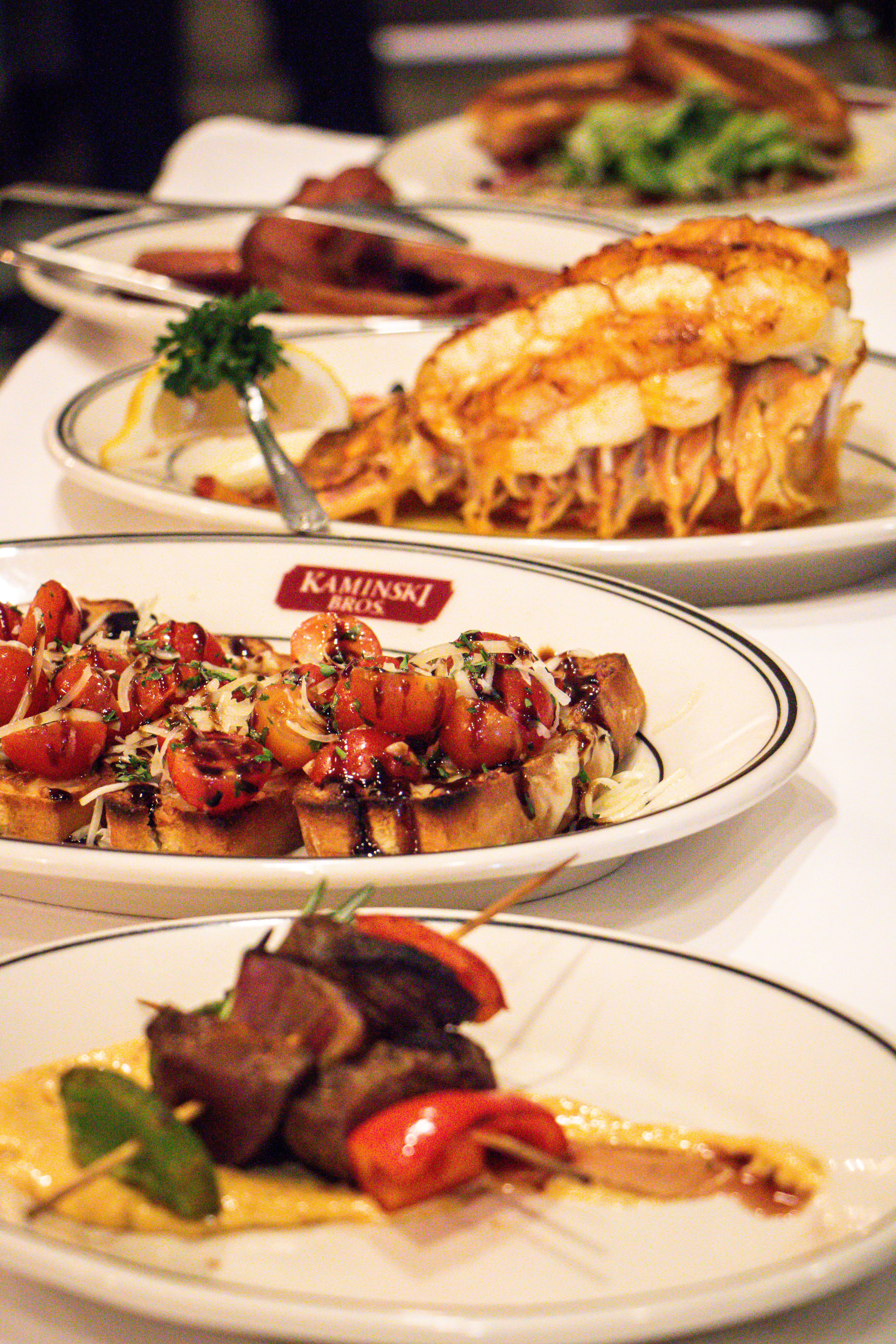 Plates of food on a table