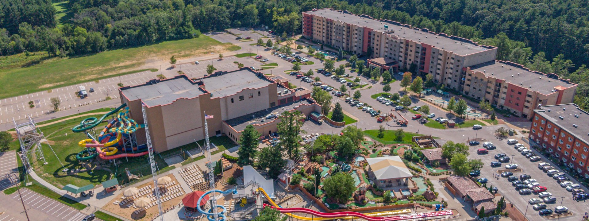 An aerial view of the resort and park, Chula Vista Resort, Wisconsin Dells, Wisconsin