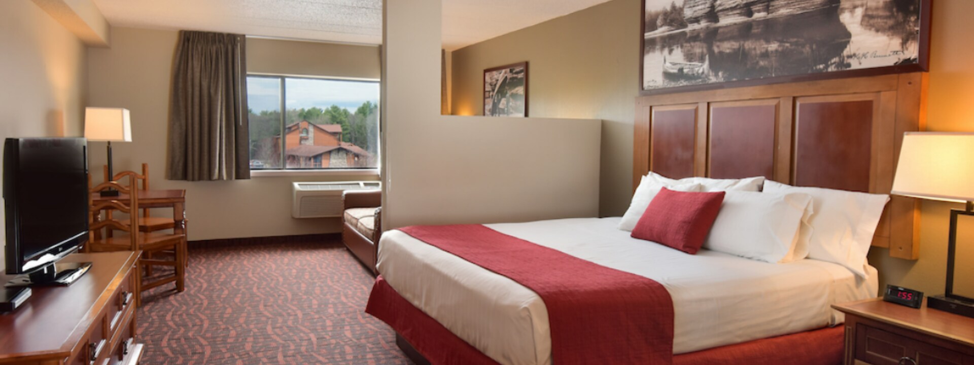 A hotel room with a bed, television and desk, Chula Vista Resort, Wisconsin Dells, Wisconsin