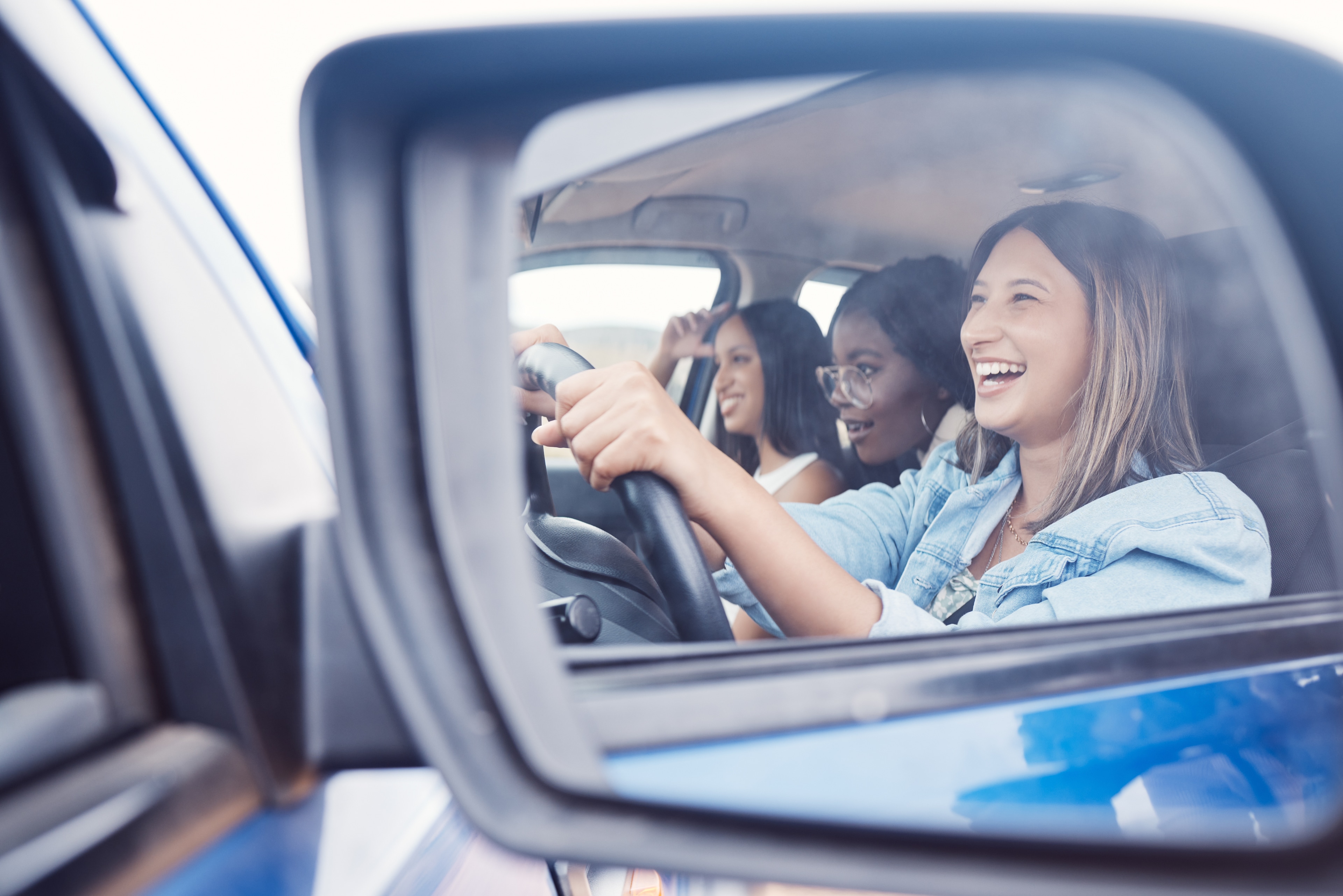 group of girls on road trip