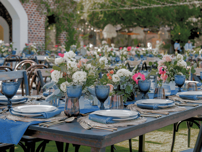A table set for an event