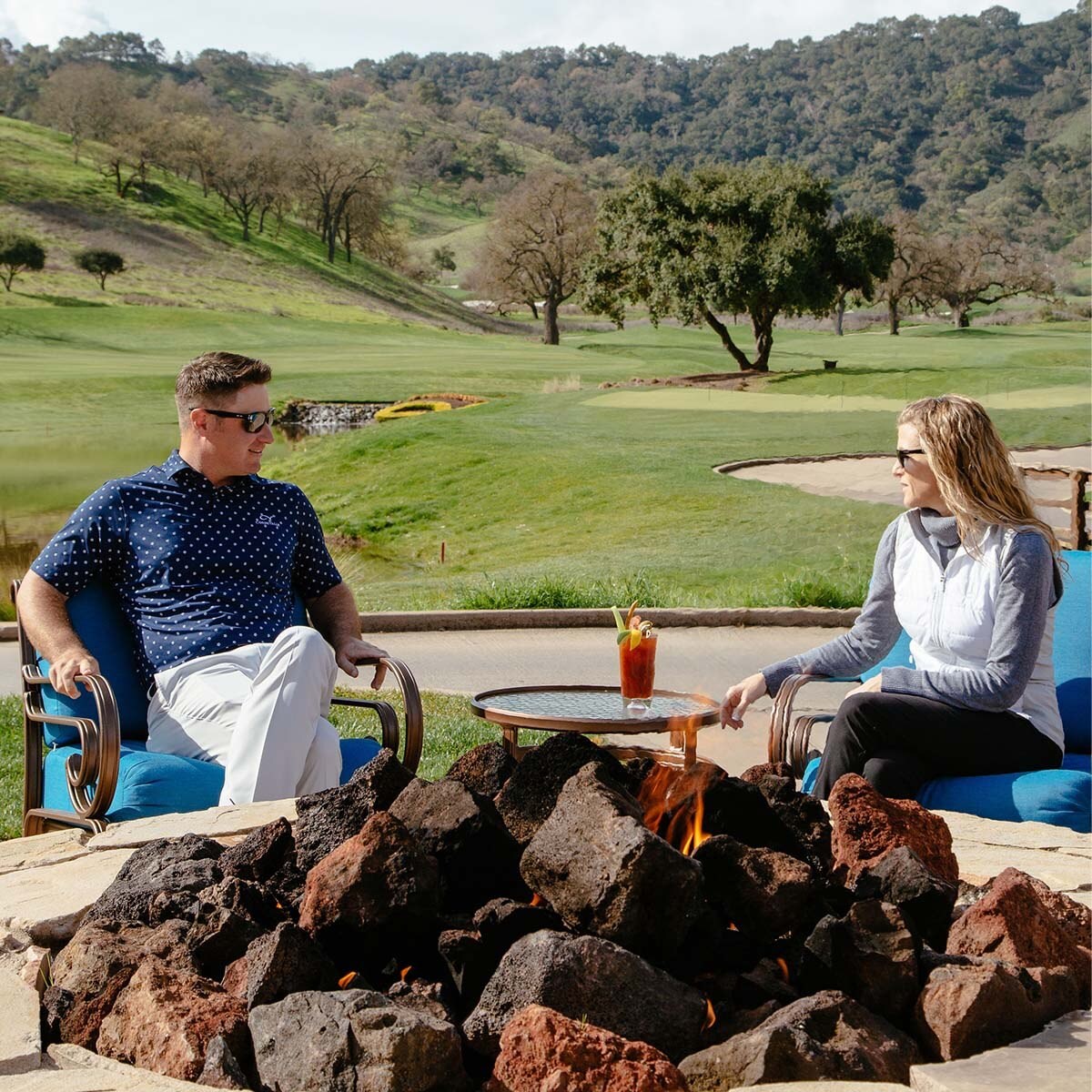 Couple enjoying morning sunlight at cordevalle