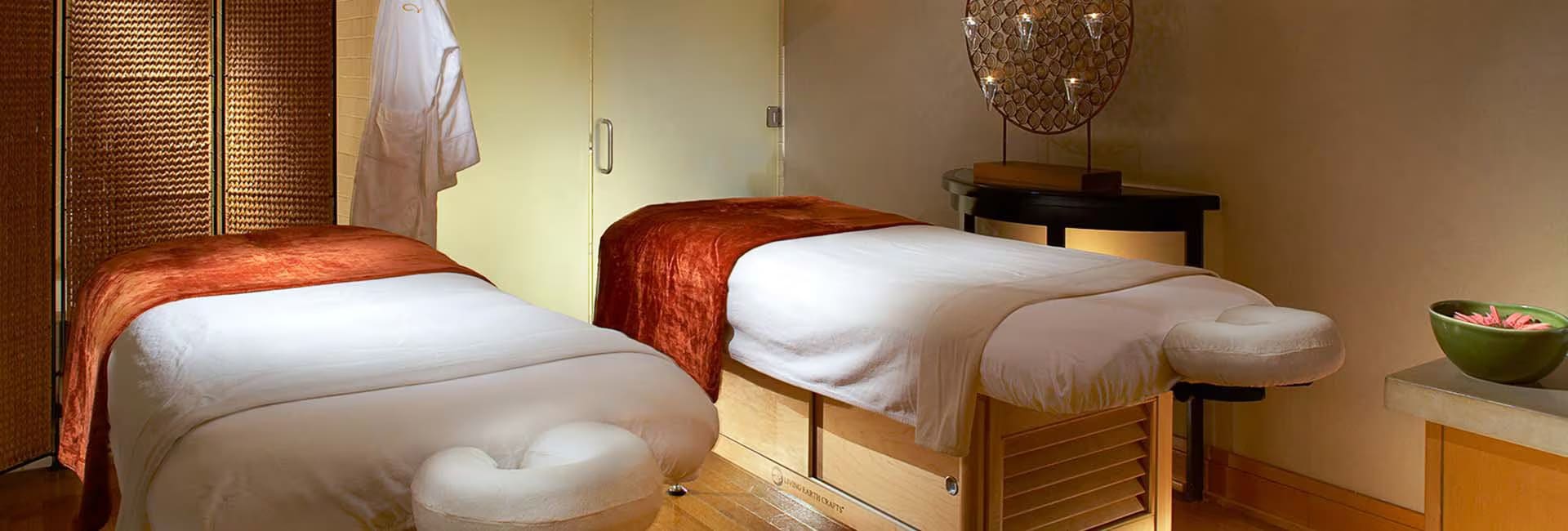A room with two beds