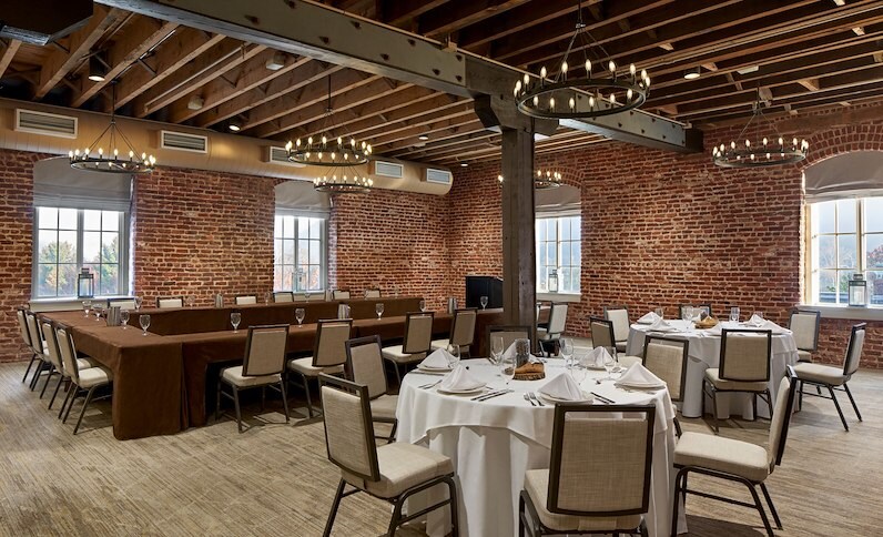 Business meeting setup at Craddock Terry Hotel in Lynchburg, Virginia