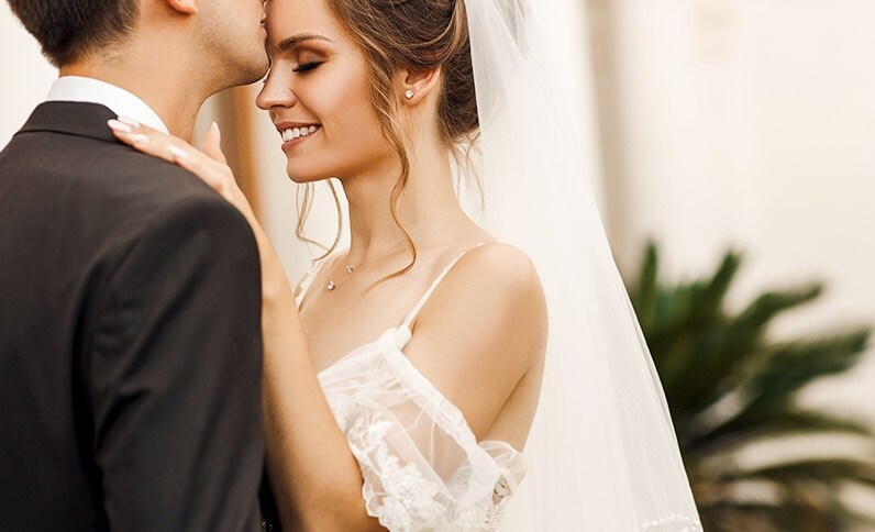 Wedding Couple Enjoying Romantic Moments