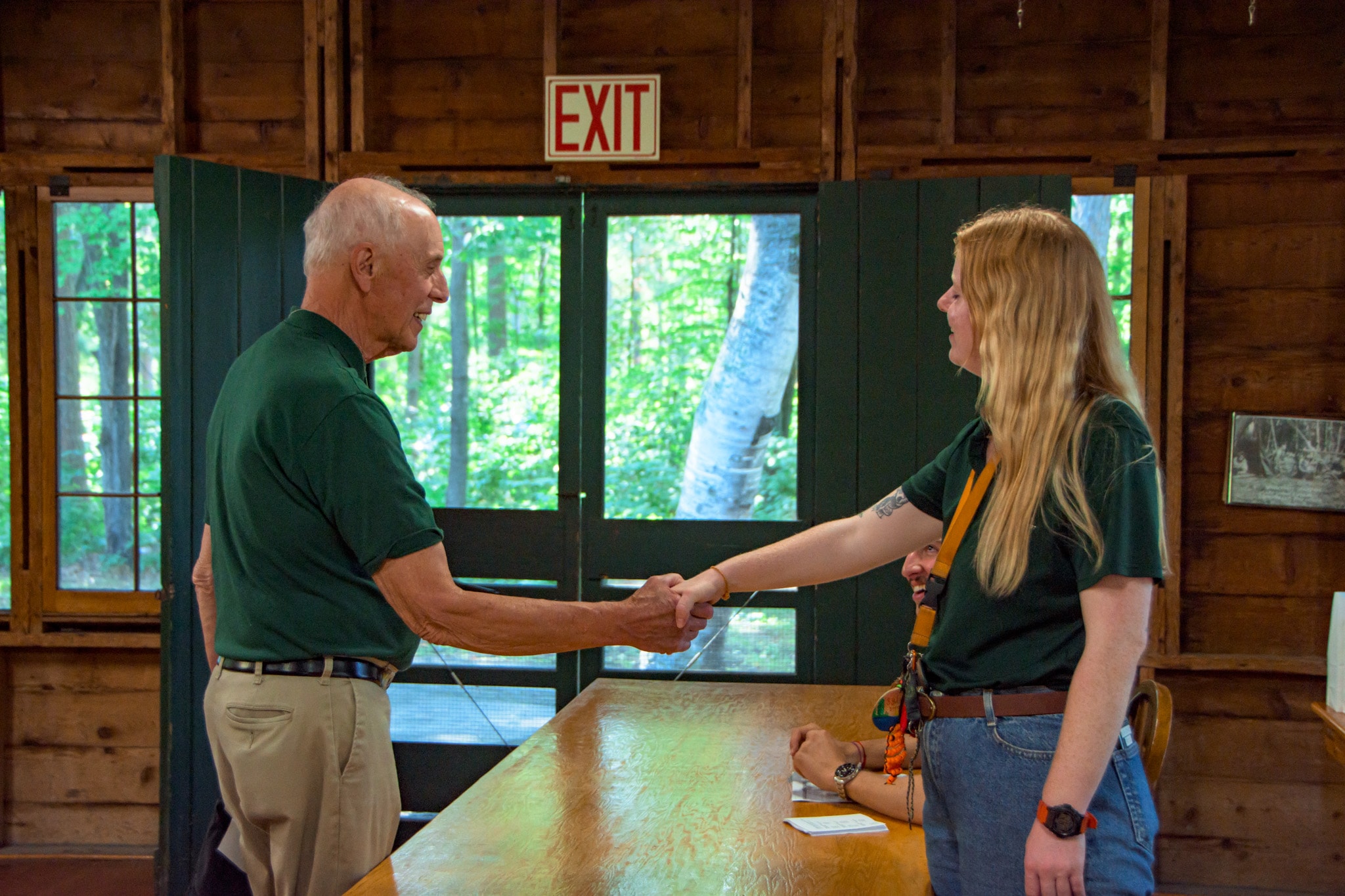 Bill Jones welcome a staff member