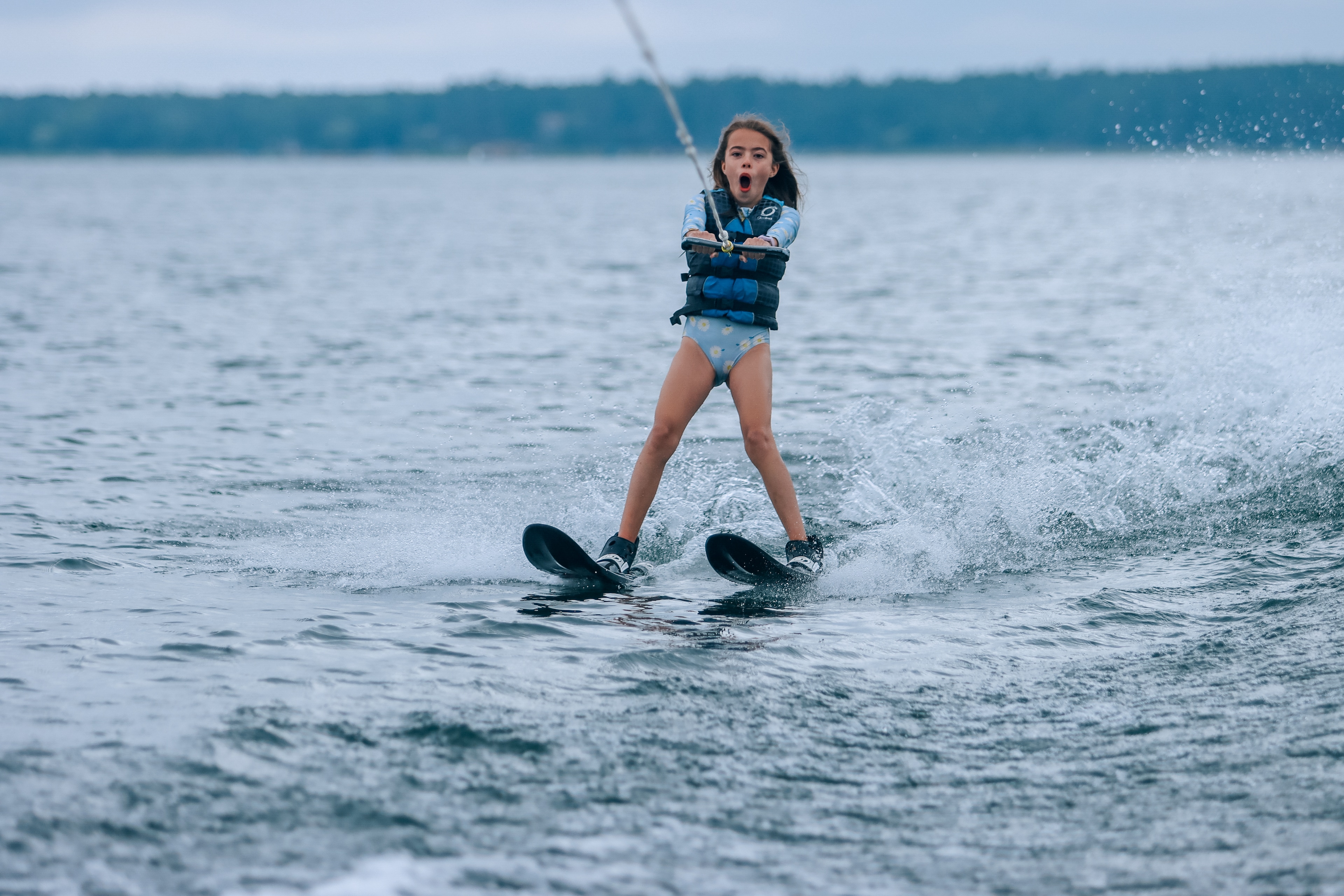 Girl waterskiing