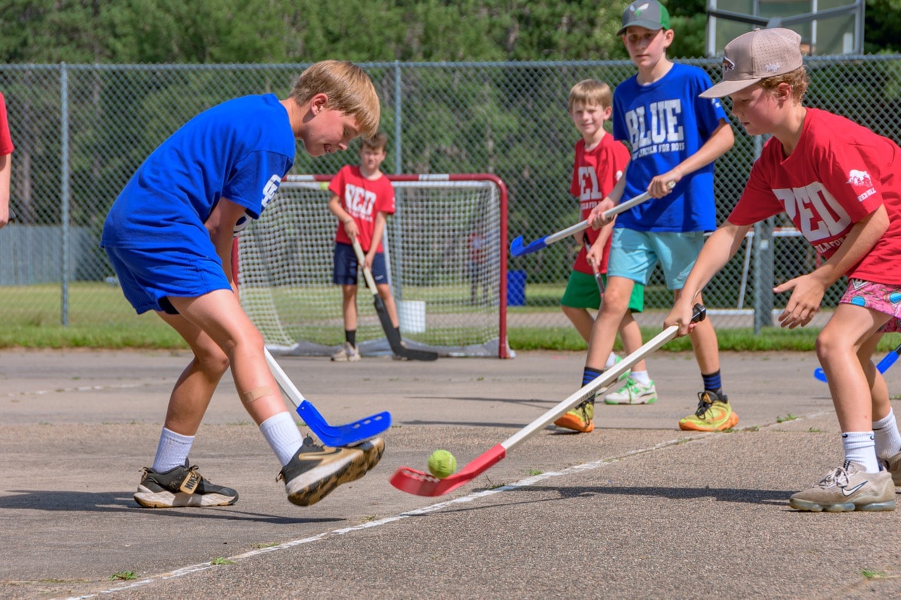 Camp Lincoln playing roller hockey