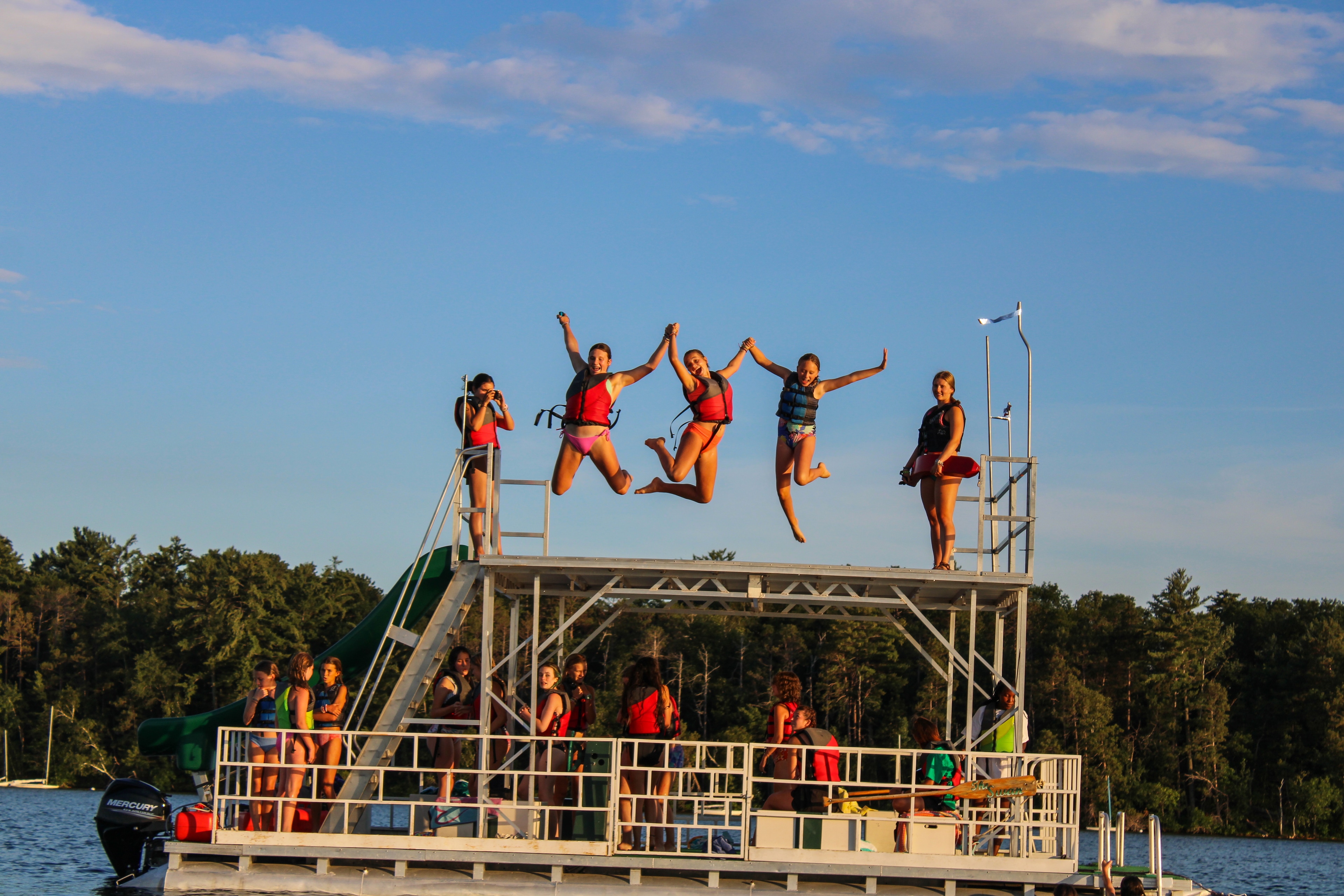 Camp Lake Hubert Water Fun on boat