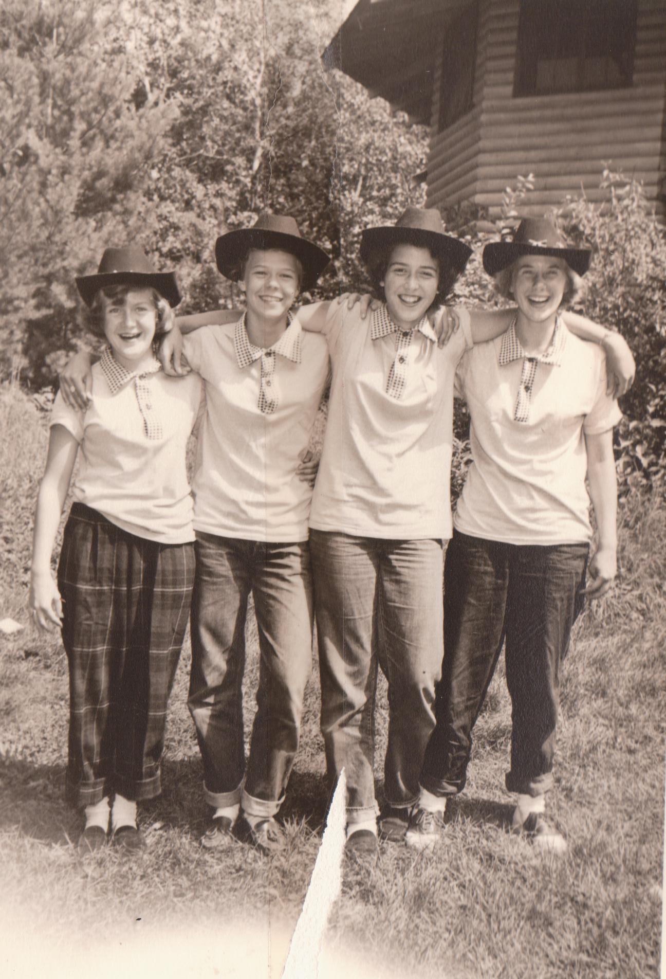 A group of Camp Lake Hubert wearing hats