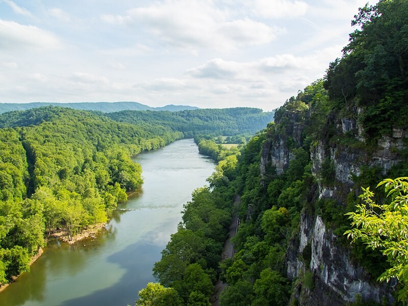 Summer in New River Valley, overlooking the river from a high up vantage point