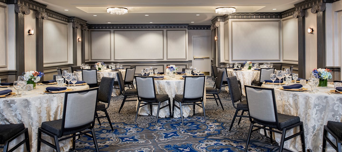 Ballroom at Phoenix Park Hotel with classic design, crystal chandeliers, and ornate details