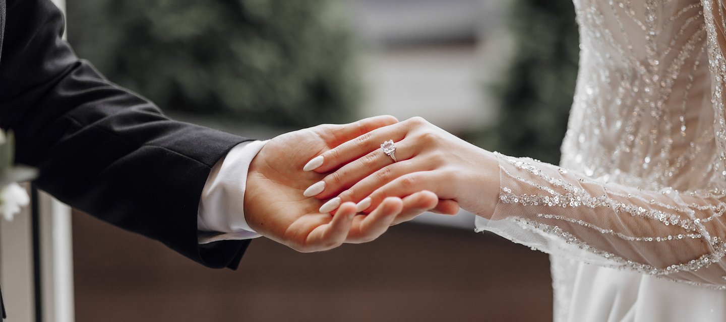 Joyful couple celebrating their special day with a beautiful wedding ceremony and reception