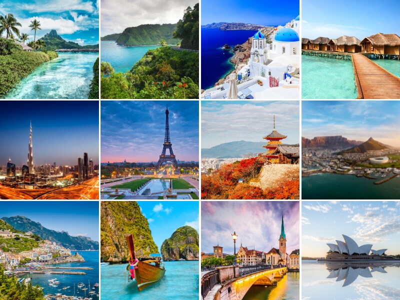 Collage of 12 incentive travel destinations