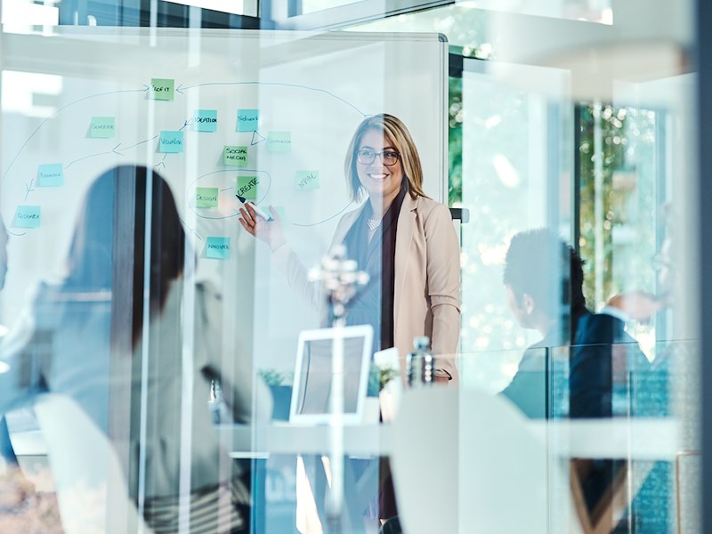Business meeting in a modern office.