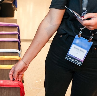 Assembly of badges and lanyards by EMC Meeting & Events, Sea Girt, New Jersey