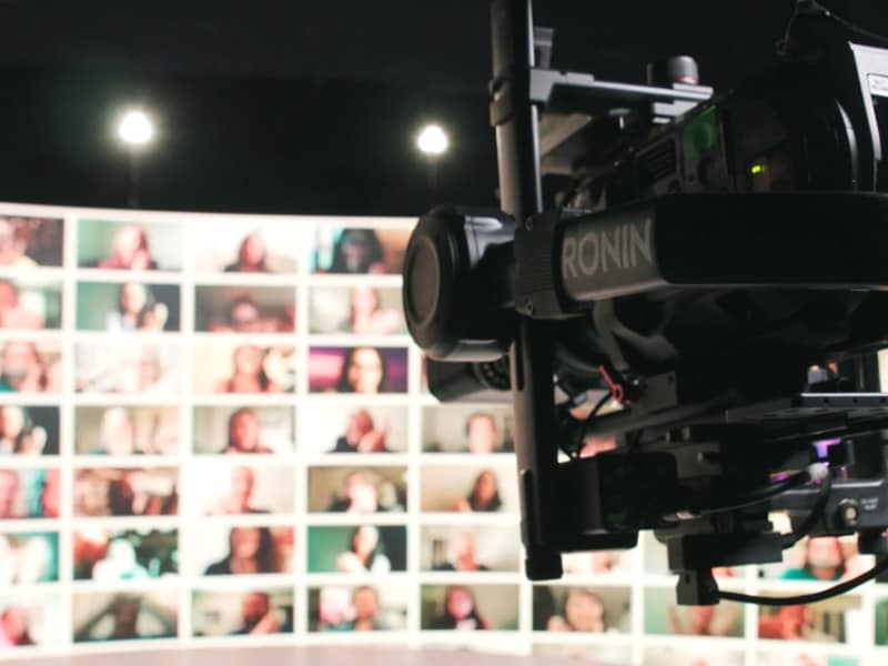 A camera on a stand