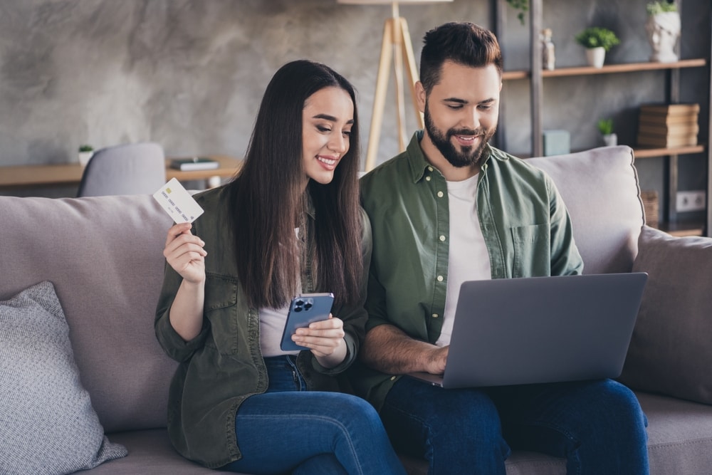 A couple reviewing their credit history