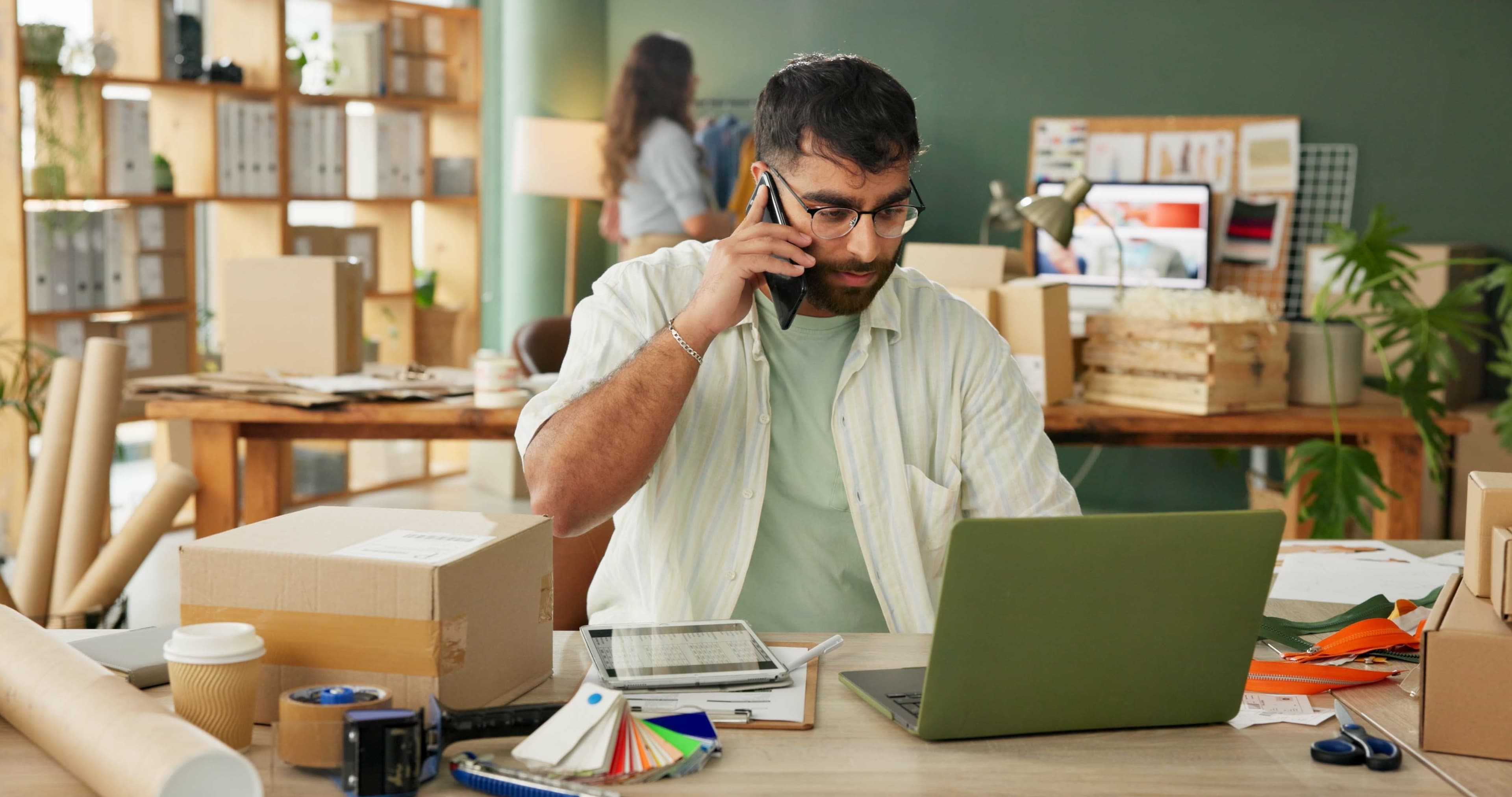 business owner reviewing investments
