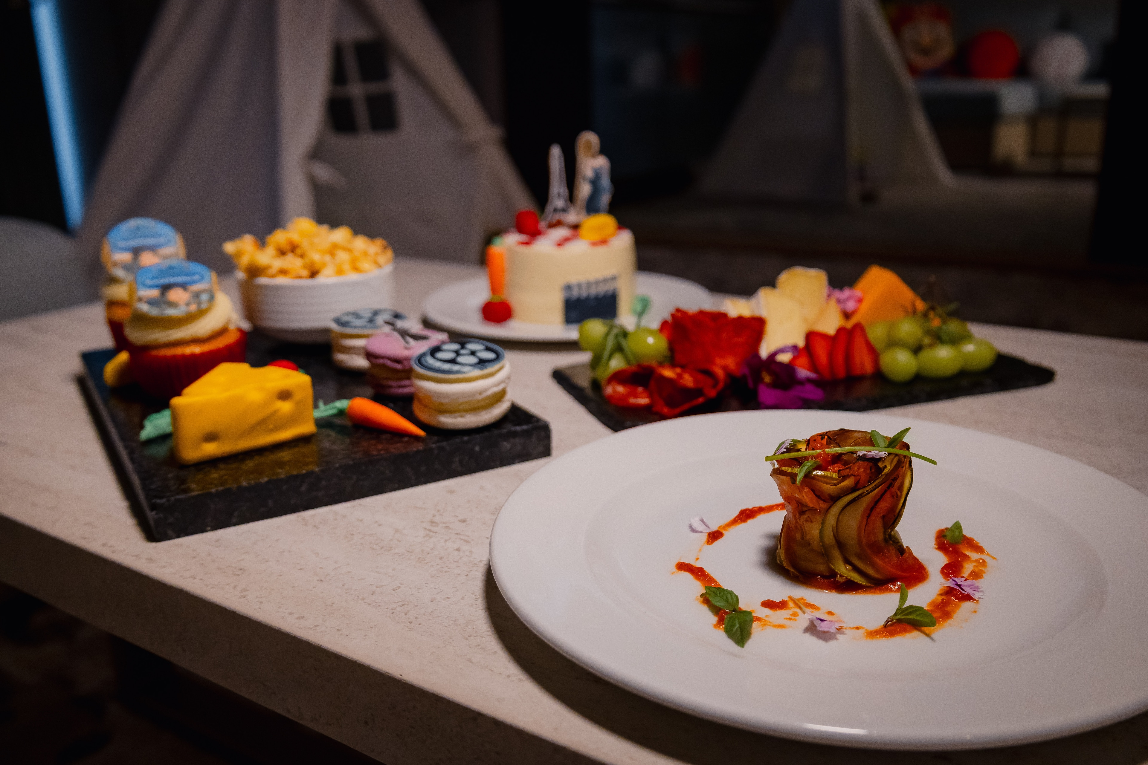 A plate of food on a table