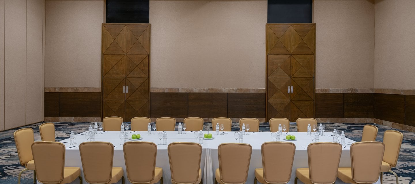 A large conference room with a long table and chairs, Grand Velas Riviera Maya, Playa del Carmen, Mexico