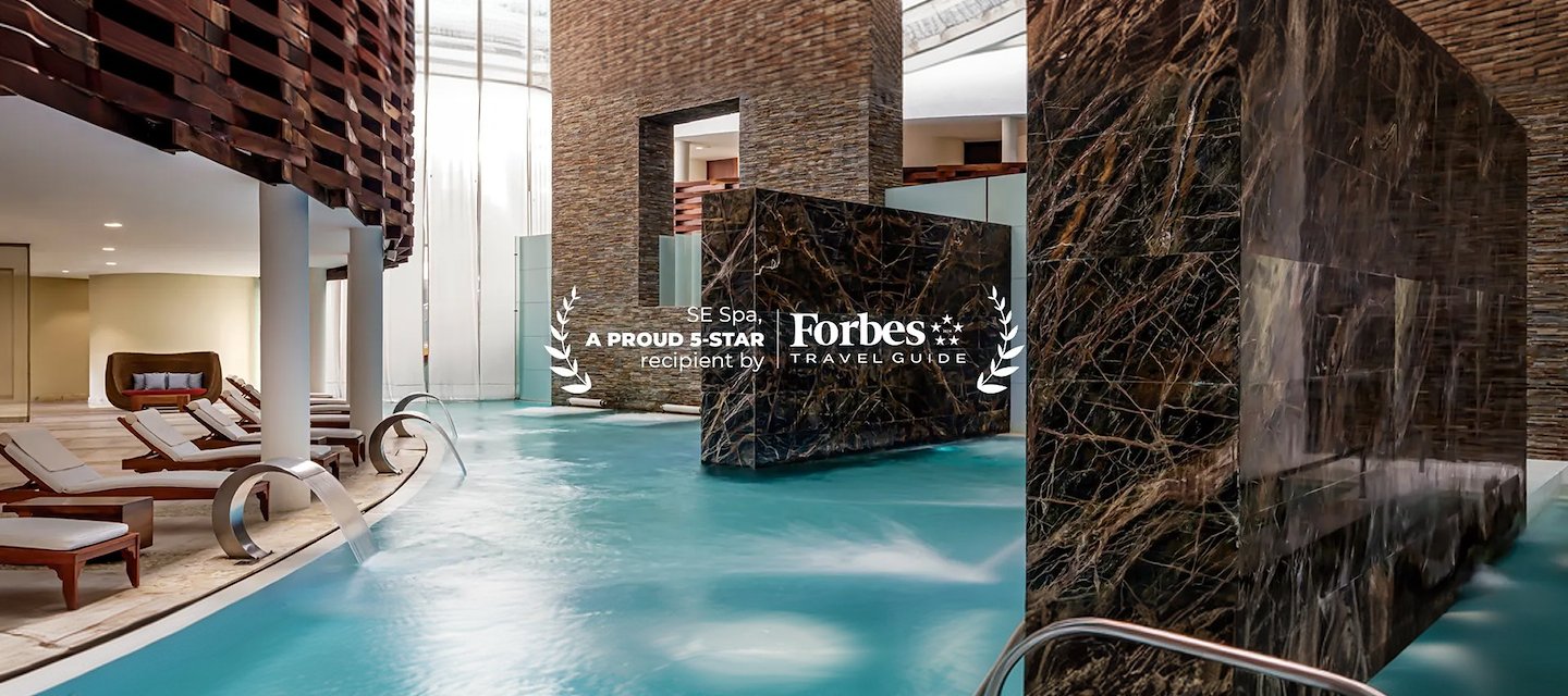 The spa at the hotel has a large pool and a large waterfall, Grand Velas Riviera Maya, Playa del Carmen, Mexico